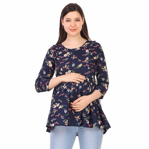 Rayon Stylish Maternity Feeding Top. (Navy Blue)
