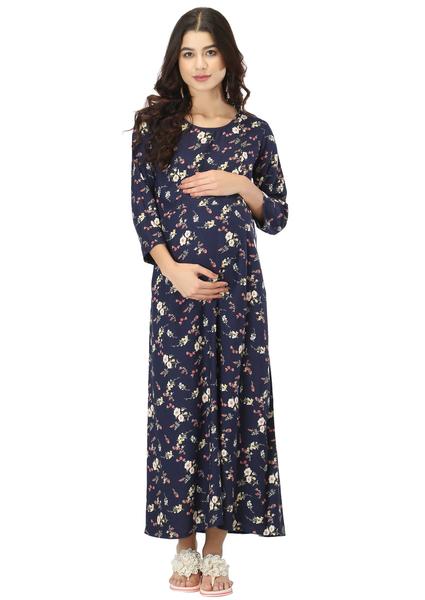 Everyday Essential Maternity & Feeding Dress. (Navy Blue)