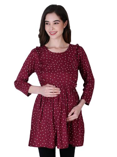 Rayon Stylish Maternity Feeding Top. (Wine)