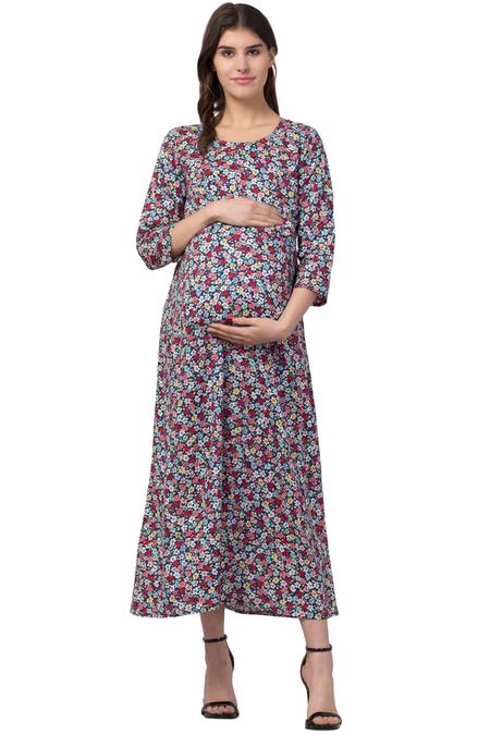 Everyday Essential Maternity & Feeding Dress. (Navy)