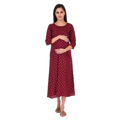 Everyday Essential Maternity & Feeding Dress. (Wine)