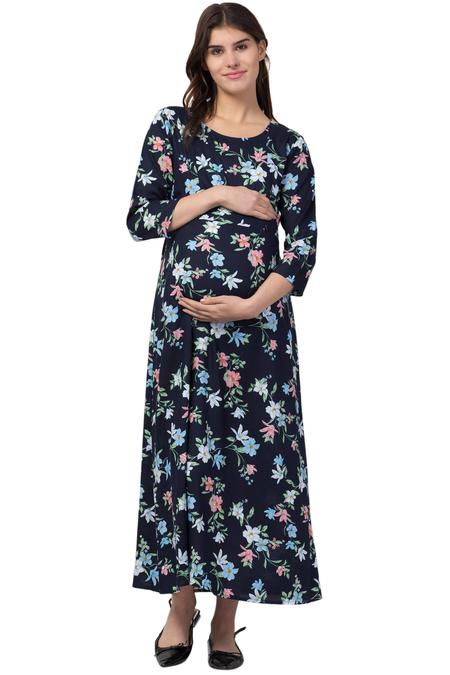 Everyday Essential Maternity & Feeding Dress. (Blue)
