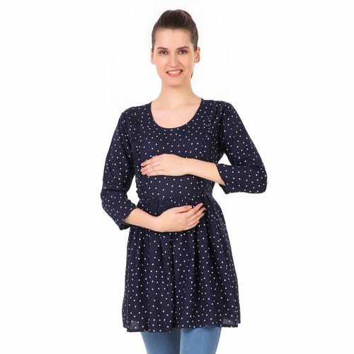 Rayon Stylish Maternity Feeding Top. (Blue)