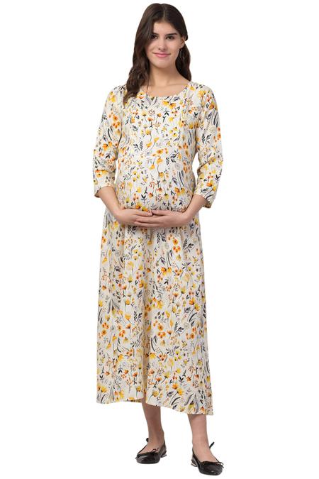 Everyday Essential Maternity & Feeding Dress. (Cream)