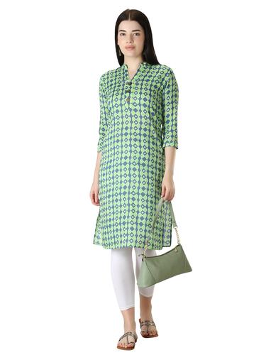Rayon Abstract Print Kurti. (Green)