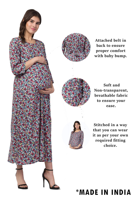 Everyday Essential Maternity & Feeding Dress. (Navy)