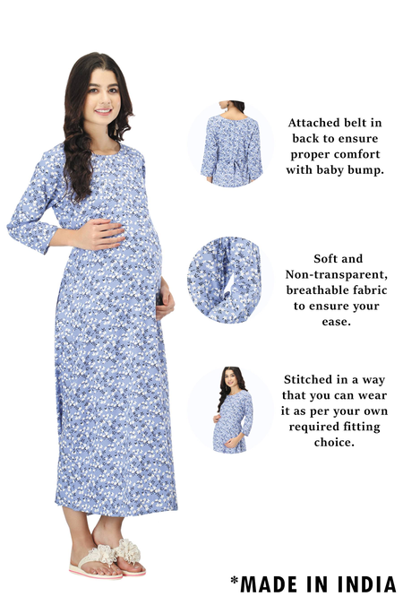 Everyday Essential Maternity & Feeding Dress. (Sky Blue)