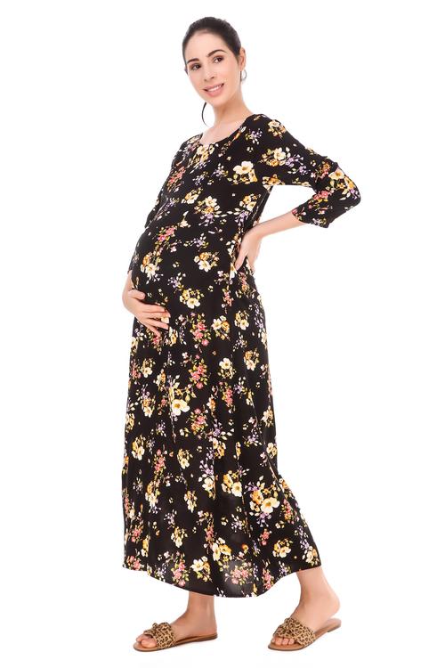 Everyday Essential Maternity & Feeding Dress. (Black)