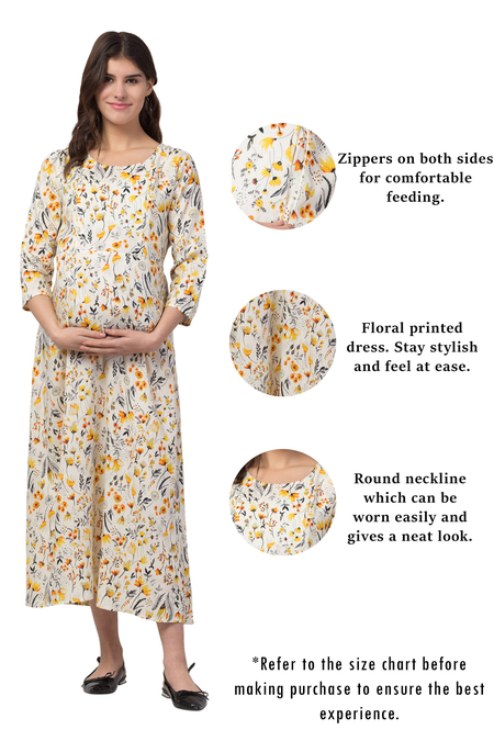 Everyday Essential Maternity & Feeding Dress. (Cream)