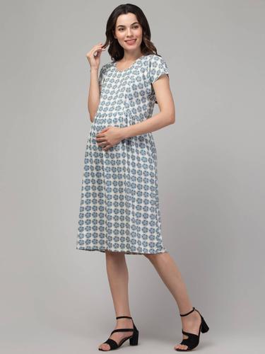 Maternity Feeding Rayon Dress with Zippers.