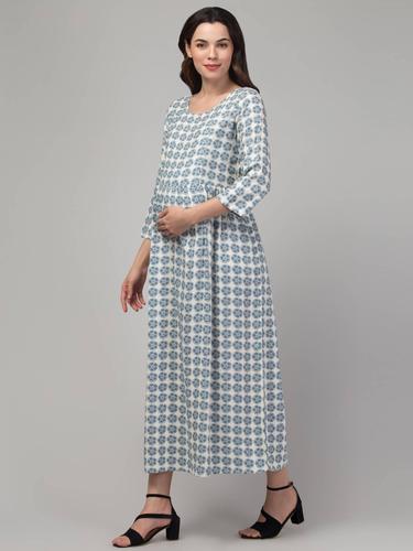 Maternity Feeding Gathered Dress For Women. (Pearl)