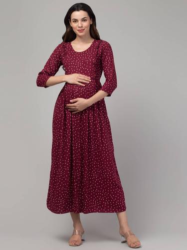 Maternity Feeding Kurti With Zippers for Easy Nursing. (Wine)