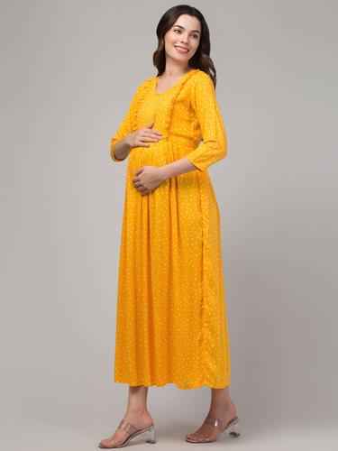 Maternity Feeding Kurti With Zippers for Easy Nursing. (Mustard)