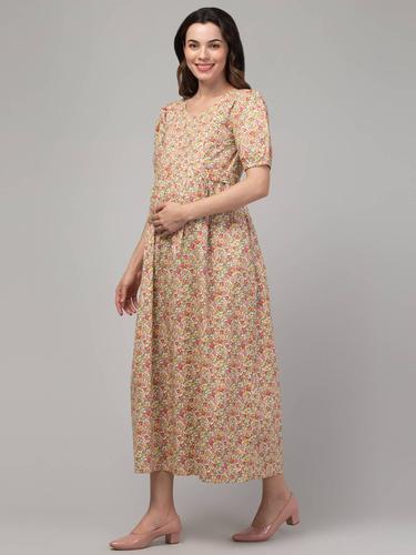 Maternity Feeding Dress For Women || 100% Pure Cotton. (Floral)