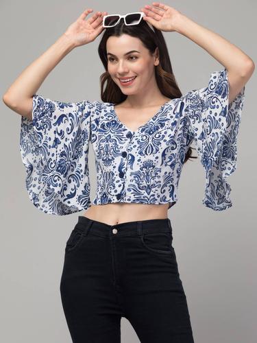 Butterfly Sleeve Crop Top For Women.