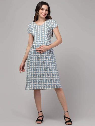 Maternity Feeding Rayon Dress with Zippers.