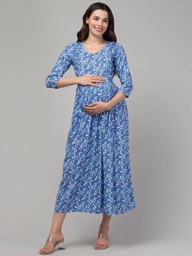 Maternity Feeding Kurti With Zippers for Easy Nursing. (Aqua)