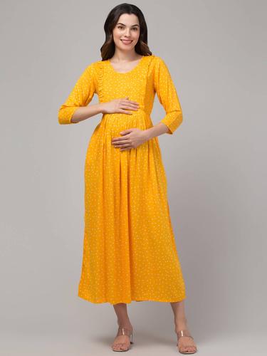 Maternity Feeding Kurti With Zippers for Easy Nursing. (Mustard)